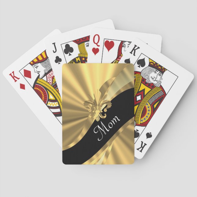 Jeu De Cartes Maman élégante personnalisée d'or (dos)