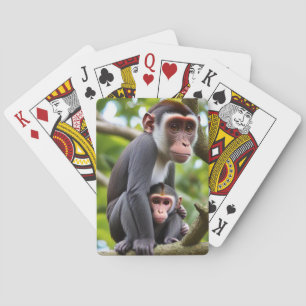 Jeu De Cartes Maman et bébé singes sur un arbre