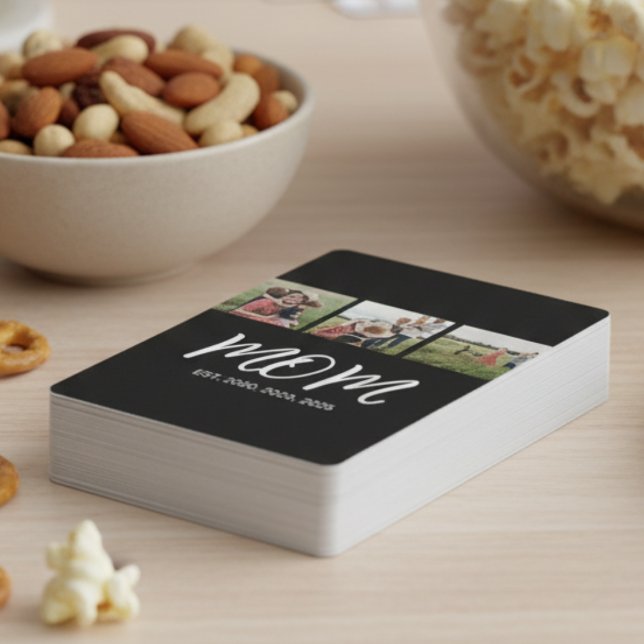 Jeu De Cartes Maman Etabli Moderne Gras Script Noir 3 Photo (Créateur téléchargé)