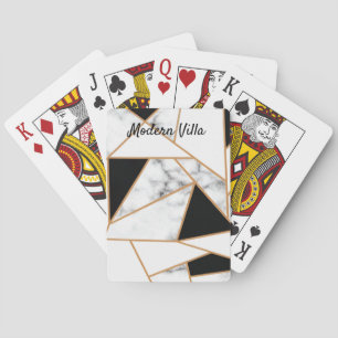 Jeu De Cartes Marbre blanc géométrique en or