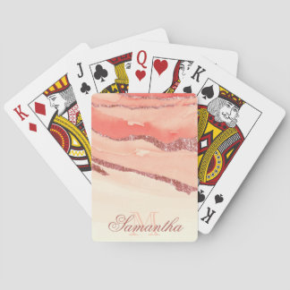 Jeu De Cartes Marbre et Parties scintillant or rose