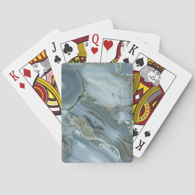 Jeu De Cartes Marbre gris bleu avec Veine or (dos)