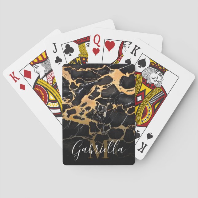 Jeu De Cartes Marbre noir et doré (dos)