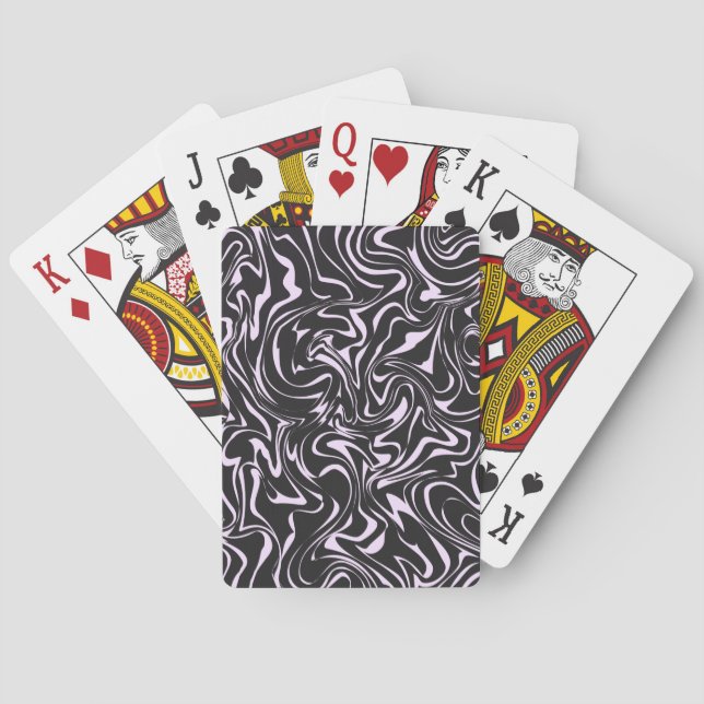 Jeu De Cartes Marbre noir et rose Motif Abstrait (dos)