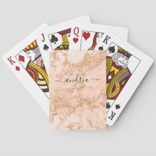 Jeu De Cartes Marbre rose Parties scintillant or, Nom de script