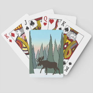 Jeu De Cartes Marche de l'orignal en forêt d'hiver