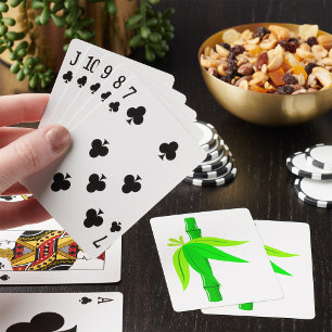 Jeu De Cartes Marche en bambou vert avec Feuilles tropicaux