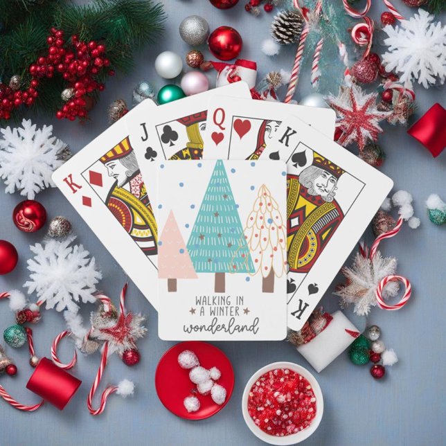 Jeu De Cartes Marcher dans une Wonderland d'hiver - Noël - (Walking in a Winter Wonderland - Christmas - Poker Cards)