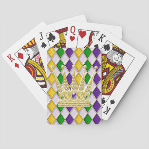 Jeu De Cartes Mardi Gras Motif arlequin de couronne blanc