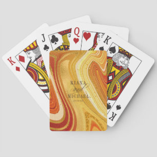 Jeu De Cartes Mariage Agate Abstrait Hot Orange ID827