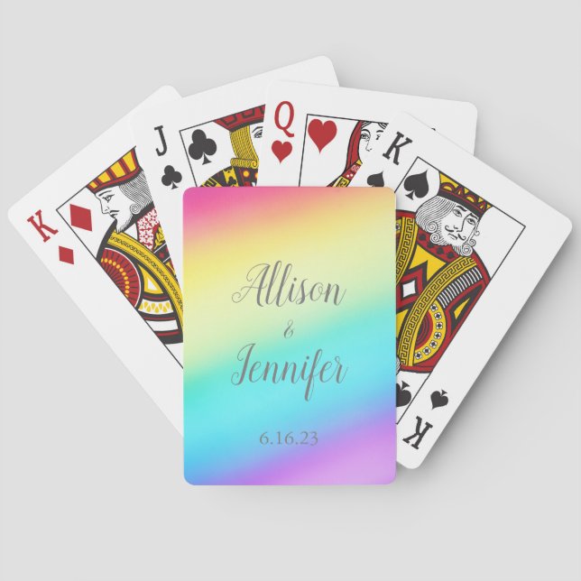 Jeu De Cartes Mariage Arc-en-ciel Personnalisé Joliment (dos)