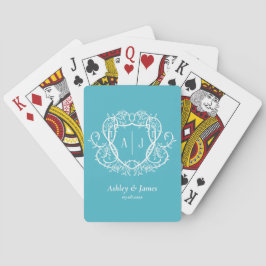 Jeu De Cartes Mariage Blason Botanique Baroque Turquoise