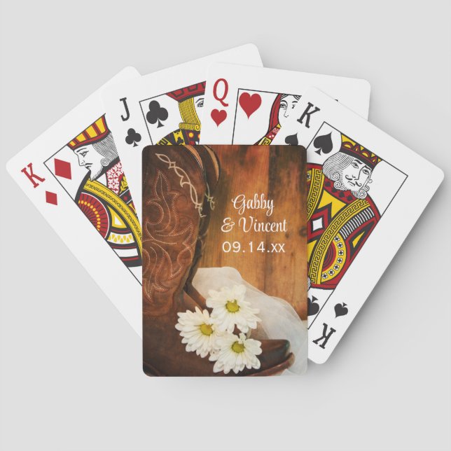 Jeu De Cartes Mariage campagnard des marguerites blanches et des (dos)