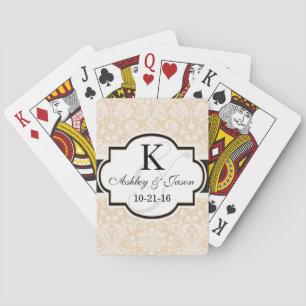 Jeu De Cartes Mariage damassé noir et champagne