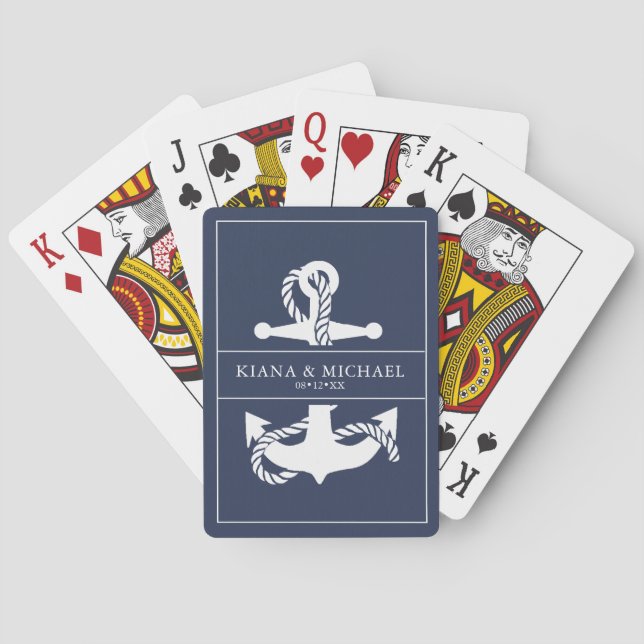 Jeu De Cartes Mariage d'Ancre Vague bleue V2 Wht/Navy ID836 (dos)