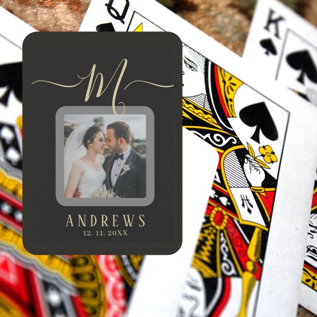 Jeu De Cartes Mariage de signature photo gris blanc personnalisé (Créateur téléchargé)