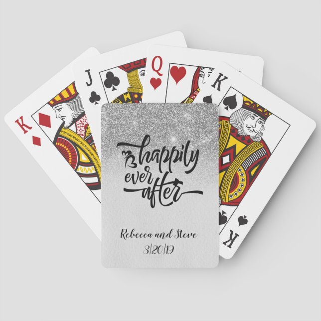 Jeu De Cartes Mariage Favor Cadeau Heureusement Jamais Après Arg (dos)