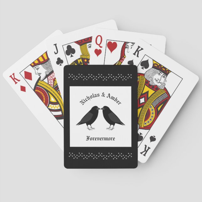 Jeu De Cartes Mariage gothique Baiser Ravens Personnalisé (dos)