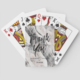 Jeu De Cartes Mariage moderne en marbre noir et gris Merci