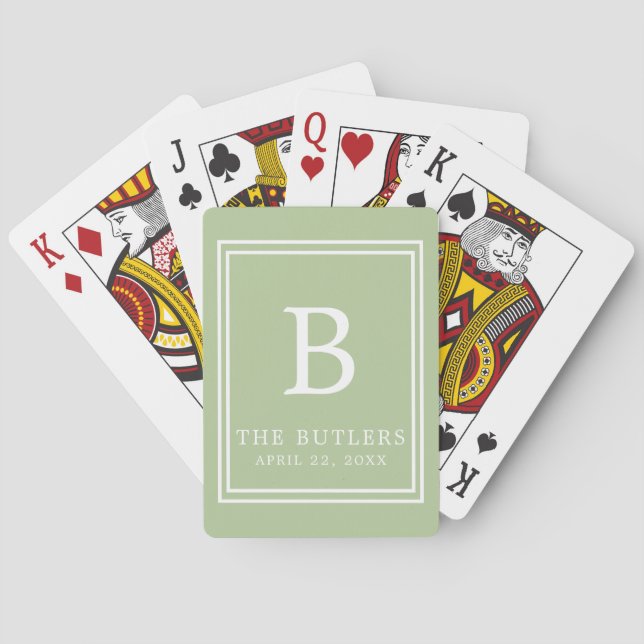 Jeu De Cartes Mariage moderne Sage Vert Jouer Cartes (dos)
