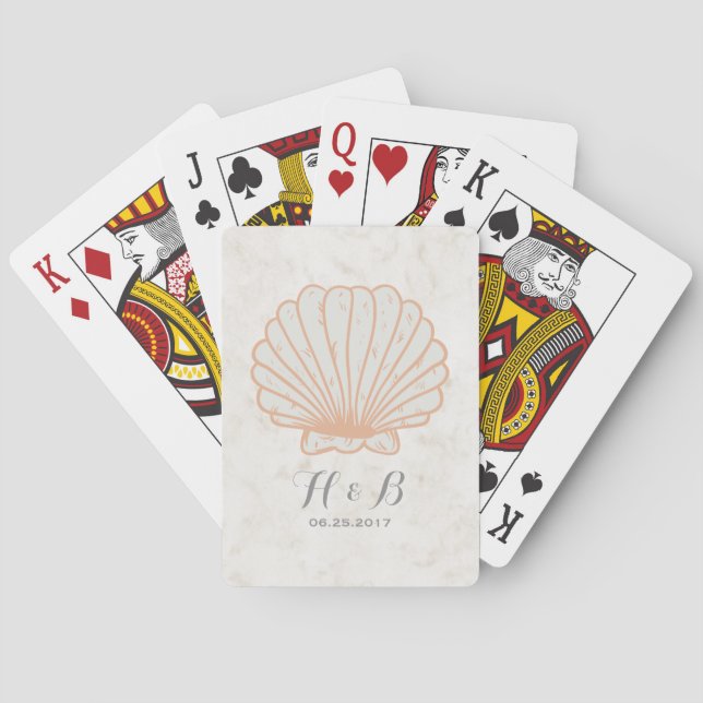 Jeu De Cartes Mariage Orange Rustique Seashell (dos)