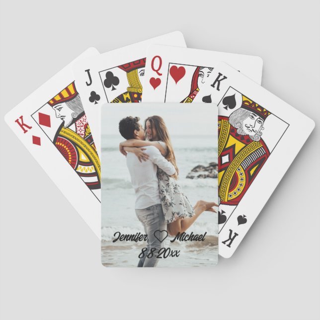 Jeu De Cartes mariage photo de calligraphie simple anniversaire (dos)
