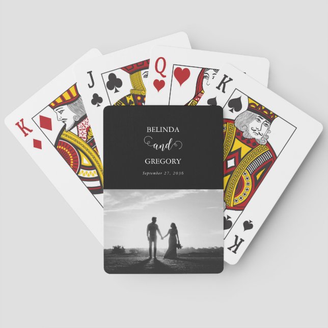 Jeu De Cartes Mariage photo moderne en noir et blanc (dos)