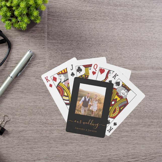Jeu De Cartes Mariage photo noir or moderne (Créateur téléchargé)