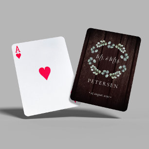 Jeu De Cartes Mariage rustique M. et Mme nom personnalisé