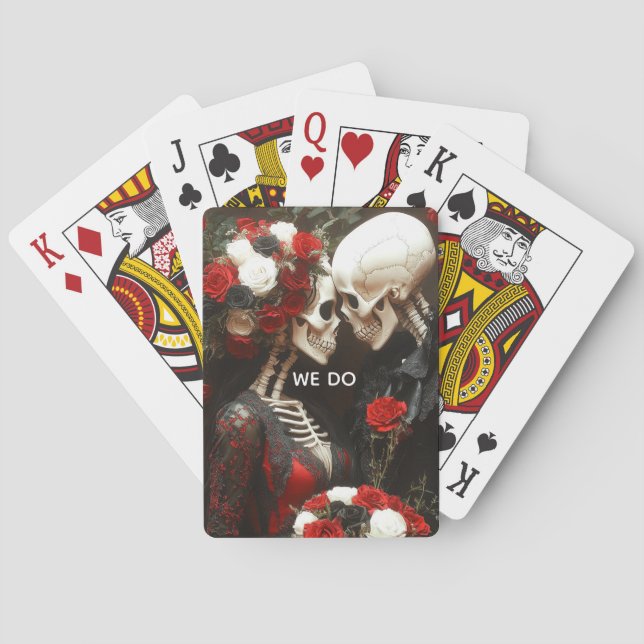 Jeu De Cartes Mariage squelette noir et rouge (dos)