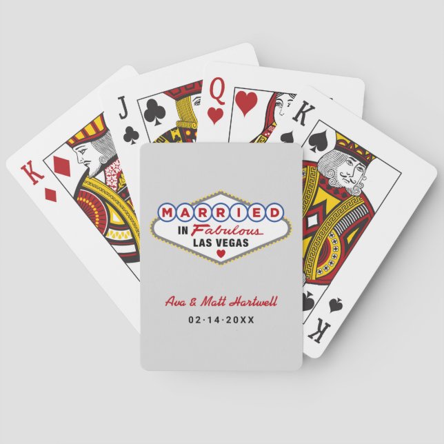 Jeu De Cartes Marié dans Fabulous Las Vegas Mariage Monogramme (dos)