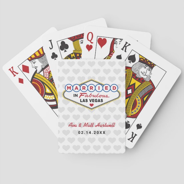 Jeu De Cartes Marié dans Fabulous Las Vegas Mariage Monogramme (dos)