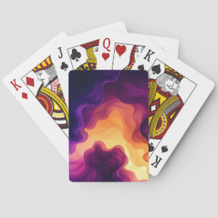 Jeu De Cartes Marine Abstraite, Aquarelle violette et jaune