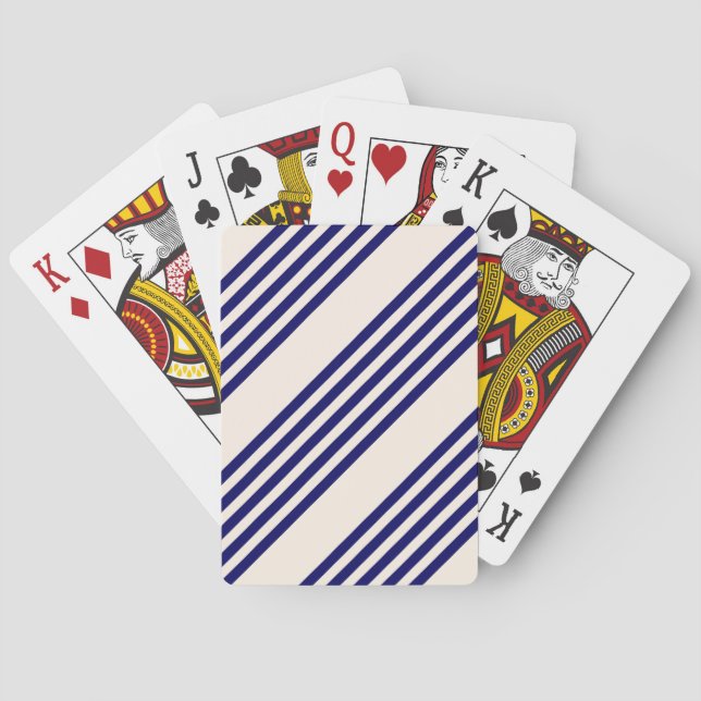 Jeu De Cartes Marine bleu et beige cinq bandes motif (dos)