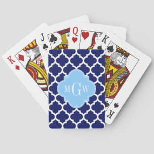 Jeu De Cartes Marine Bleu Marocain #5 Ciel Bleu Nom Monogramme