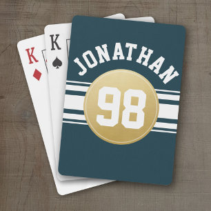Jeu De Cartes Marine Blue and Gold Sports Jersey Stripes Nom
