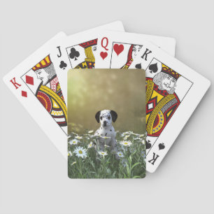Jeu De Cartes Marionnette dalmate mignonne dans les marguerites