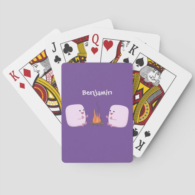 Jeu De Cartes Marshmallows mignons roses par dessin animé sur le (dos)
