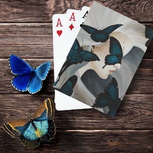 Jeu De Cartes Mascarade du Papillon Bleu Élégante Fantaisie