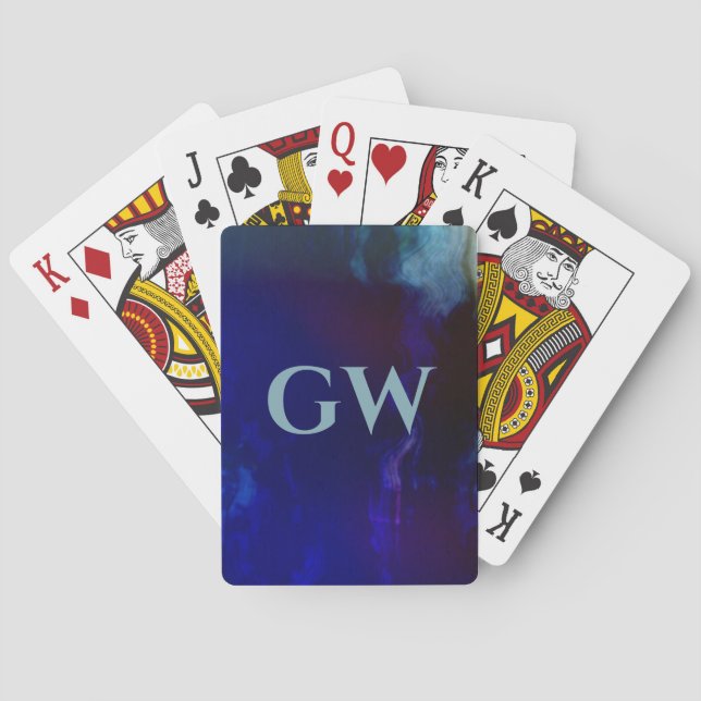 Jeu De Cartes Masculine bleu foncé Monogramme Abstrait (dos)