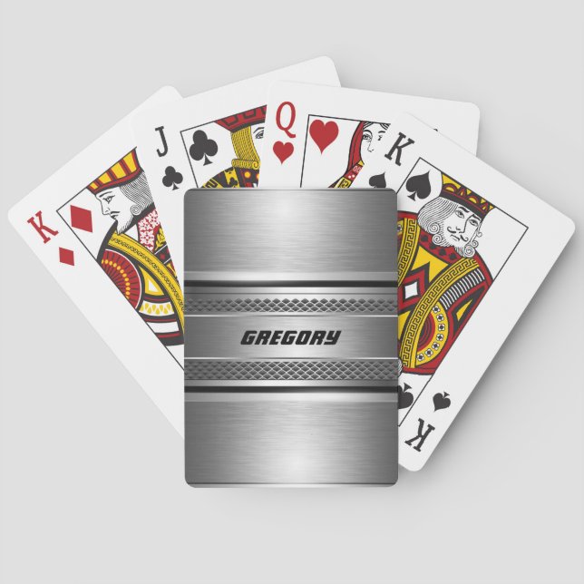 Jeu De Cartes Masculine Faux Grandes Argent Design Monogramme (dos)