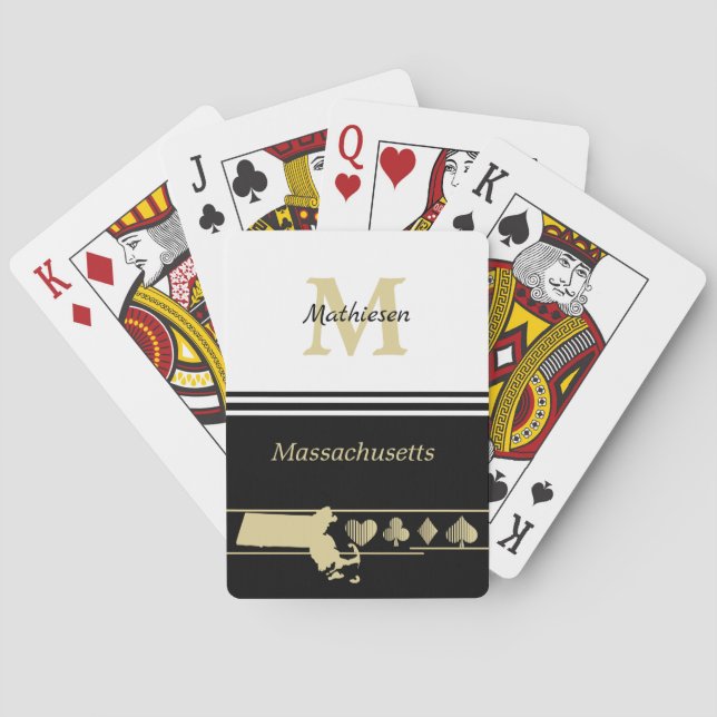Jeu De Cartes Massachusetts Monogram Gold Silhouette (dos)