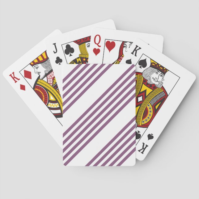 Jeu De Cartes Mauve violet blanc cinq bandes motif (dos)