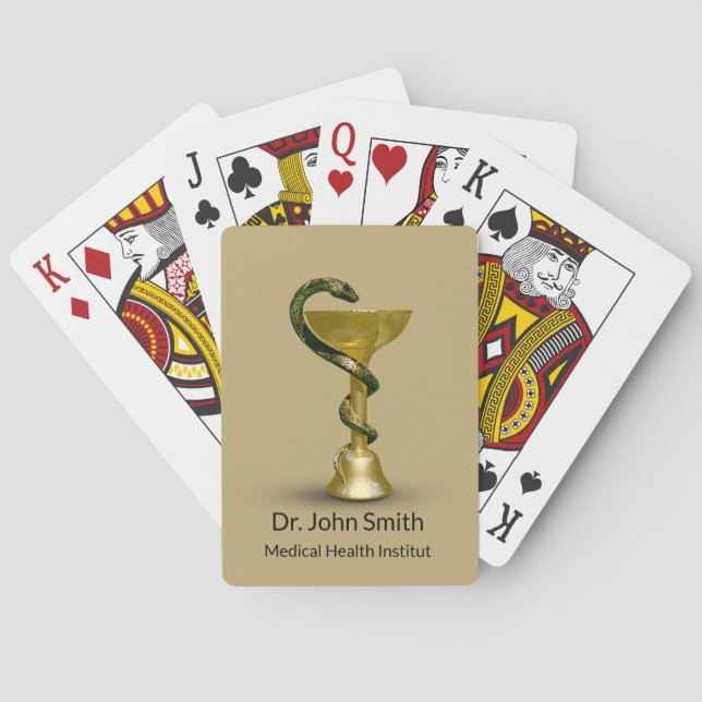 Jeu De Cartes Médicale Snake Bowl Hygieia Gold Beige Caduceus (dos)