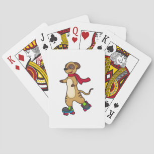 Jeu De Cartes Meerkat comme patineur avec patins à rouleaux