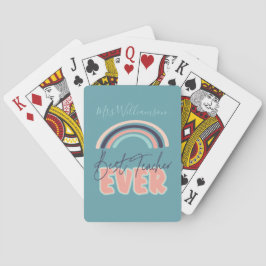 Jeu De Cartes Meilleur enseignant jamais Rainbow School Monogram
