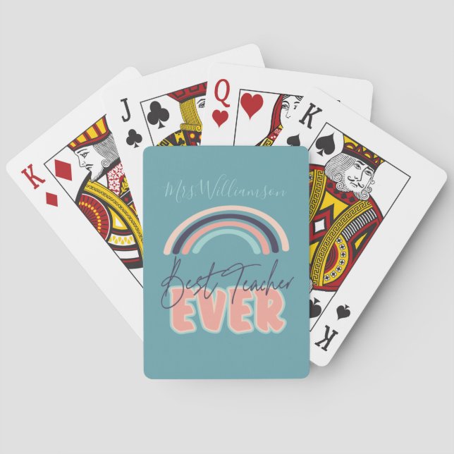 Jeu De Cartes Meilleur enseignant jamais Rainbow School Monogram (dos)