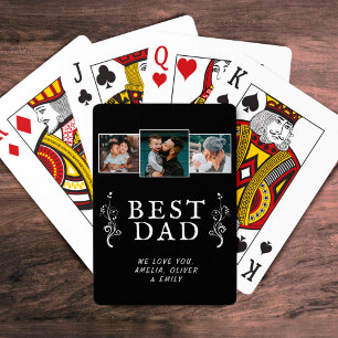 Jeu De Cartes Meilleur papa Famille de feuillage 3 Photo Collage