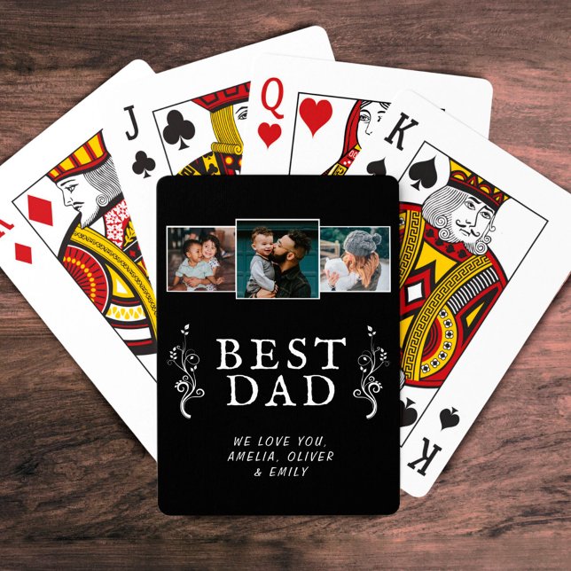 Jeu De Cartes Meilleur papa Famille de feuillage 3 Photo Collage (Créateur téléchargé)
