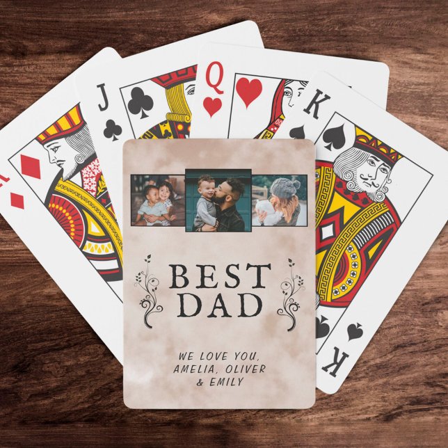 Jeu De Cartes Meilleur papa Père Foliage Personnalisé 3 Photo Co (Créateur téléchargé)